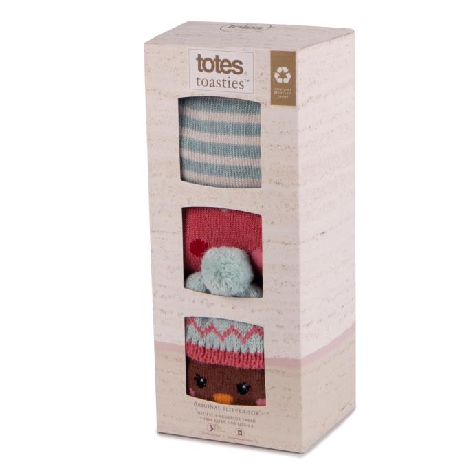totes toasties® Ladies Original Slipper Socks (Triple Pack) Robin Extra Image 1